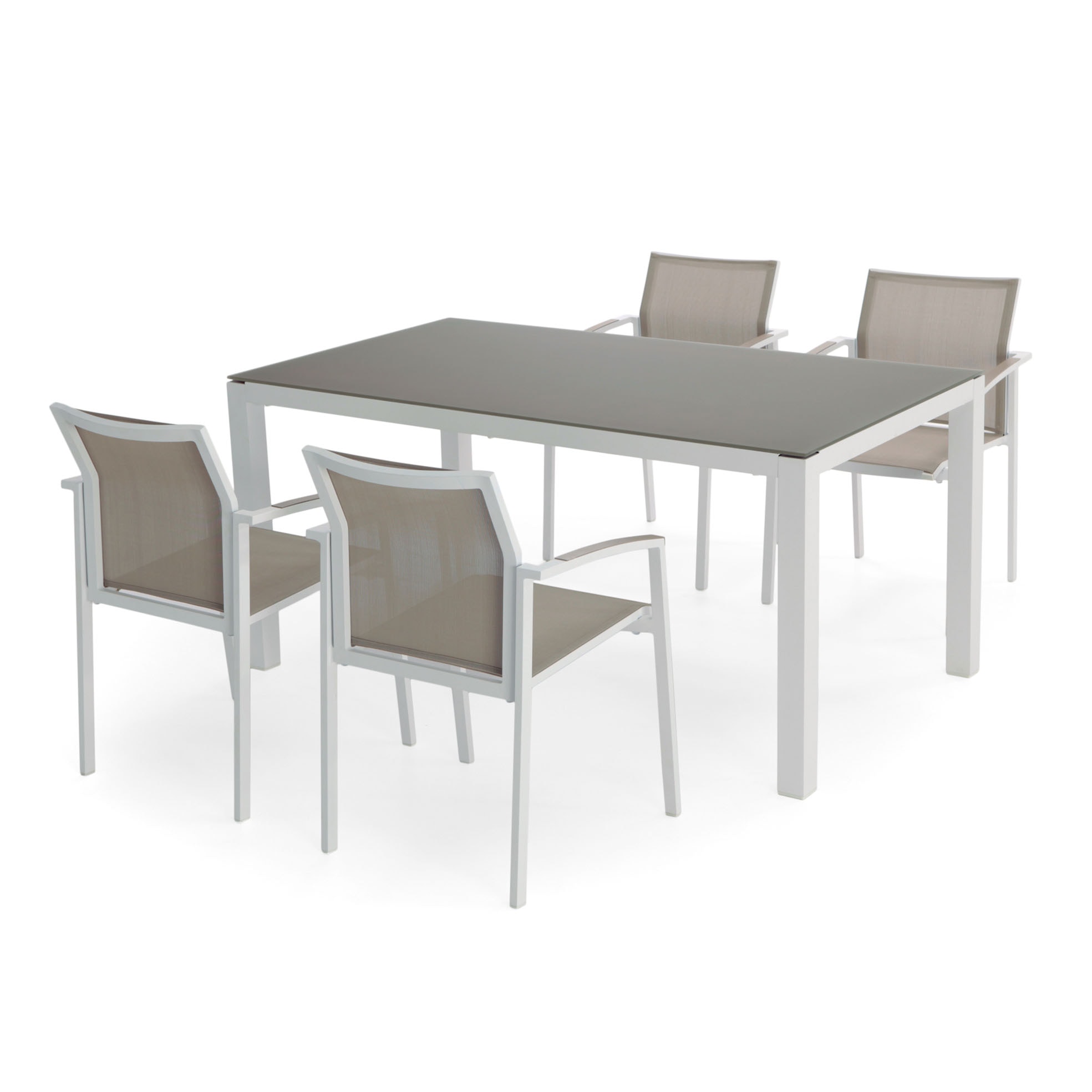 Bisagra compilar Destilar Conjunto mesa Laos y 4 sillas de aluminio y textilene | Top Sillas y Mesas